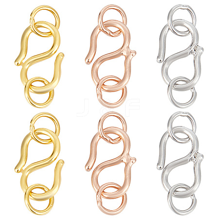 GOMAKERER 6Pcs 3 Colors 925 Sterling Silver S-Hook Clasps FIND-GO0001-44A-1