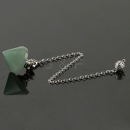 Natural Green Aventurine Pointed Dowsing Pendulums PW-WG491EC-07-1