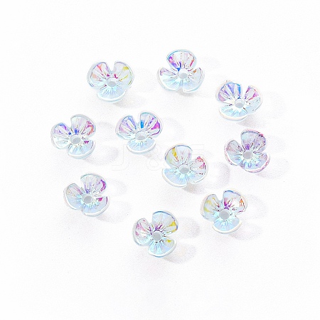 Electroplated 3-petal Flower Resin Cabochons MRMJ-R128-15A-1