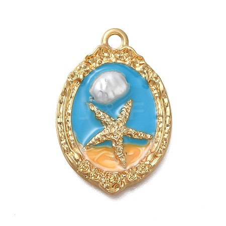 Rack Plating Alloy Enamel Pendants ENAM-S021-07G-A-1