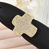 Brass Micro Pave Clear Cubic Zirconia Open Cuff Rings for Women LS-RJEW-R011-03G-01-2