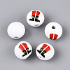 Christmas Spray Painted Schima Wood Beads WOOD-T032-38C-1