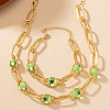 Alloy Plastic Flat Round Link Chain Necklaces & Bracelets Sets FS-WG92727-01-4