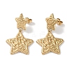Texture Star 304 Stainless Steel Dangle Earrings EJEW-L283-044G-1