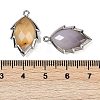 Natural Agate Faceted Leaf Pendants G-I375-04P-14-3