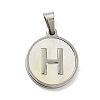 304 Stainless Steel with White Shell Pendants STAS-G268-01H-P-2