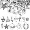 SUNNYCLUE 72Pcs 12 Style Beach Theme Tibetan Style Alloy Pendants FIND-SC0003-10-1