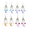 4 Pairs 4 Colors Glass Moon with Star Long Drop Earrings EJEW-TA00276-1