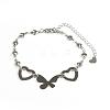 Tarnish Resistant 304 Stainless Steel Butterfly and Heart Link Bracelets BJEW-I184-38-1