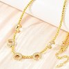 Brass Micro Pave Clear Cubic Zirconia Double Horn and Round Beaded Necklaces KK-CBA4547-06G-2