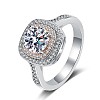 Rhodium Plated 925 Sterling Silver Micro Pave 6.5x3.9mm Moissanite Finger Rings for Women WGCD3AD-22-5