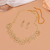 Flower Alloy Rhinestone Stud Earrings & Choker Necklaces Sets for Women FS-WG6F9DC-02-1