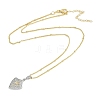 Brass Micro Pave Clear Cubic Zirconia Shield Pendant Satellite Chain Necklaces for Women NJEW-U015-05G-04-2