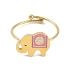 Ion Plating(IP) Elephant 304 Stainless Steel Enamel Ring RJEW-A038-15G-02-2