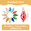 120Pcs 12 Colors Electroplate Glass Pendants PALLOY-FH00172-2