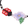 Handmade Flower Ladybird Glass Seed Braided Bead Bracelet BJEW--MZ00105-02-2