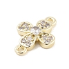 Brass Pave Clear Cubic Zirconia Flower Links Connector Charms LS-KK-Z061-02G-02-2