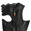 Brass Natural Carnelian Dangle Earrings EJEW-JE06588-02-3