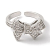 Bowknot Brass Micro Pave Clear Cubic Zirconia Open Cuff Rings for Women LS-RJEW-C098-13P-2