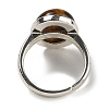 Natural Tiger Eye Oval Adjustable Rings RJEW-K371-07S-16-4