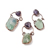 Raw Rough Natural Green Aventurine & Amethyst Big Pendants G-I324-03R-01-1