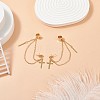 Brass Hanging Chain Dangle Stud Earrings with Ear Cuff EJEW-TA00148-3