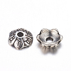 6-Petal Tibetan Style Alloy Flower Bead Caps TIBE-S220-AS-RS-2