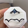 Rhombus Alloy Rhinestone Finger Ring Set for Women PW-WG51C17-03-3