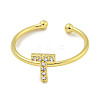 Rack Plating Brass Open Cuff Rings for Women RJEW-F162-02G-T-2