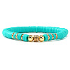 Brass & Polymer Clay Heishi Beads Stretch Bracelets for Women BK9964-13-1