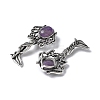 Angel Brass Natural Amethyst Pendants KK-D361-02AS-27-2