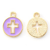 Light Gold Plated Alloy Enamel Pendants X-ENAM-R136-18C-2