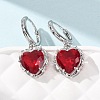 Valentine's Day Heart Brass & Glass Hoop Earrings EJEW-Z164-23P-01-2