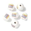 Mother's Day Theme Printed Wood European Beads WOOD-F016-07-2