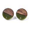 Opaque Resin & Walnut Wood Stud Earring Findings MAK-N032-008A-B03-2