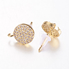 Brass Micro Pave Cubic Zirconia Stud Earring Findings ZIRC-E132-13A-G-2
