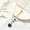 Chakra Natural Black Onyx(Dyed & Heated) Heart Pendant Brass Cable Chain Necklaces for Women NJEW-JN06267-02-1