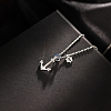 Vintage 925 Sterling Silver Blue Cubic Zirconia Ship Anchor Rudder Pendant Necklaces AJ6601-3