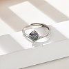 Rhodium Plated 925 Sterling Silver Moissanite Adjustable Rings for Women RJEW-U038-11G-3