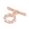 Rack Plating Brass Micro Pave Clear Cubic Zirconia Toggle Clasps KK-P247-13RG-2
