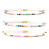 3Pcs Summer Glass Seed Bead Braided Bead Bracelets LO6994-4-1