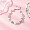 3Pcs Natural Mixed Gemstone Chip & Glass Shell Round Beaded Bracelets BJEW-JB12317-4