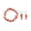 Natural Red Agate Chips Beaded Jewelry Set SJEW-JS01232-04-1