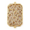 Rack Plating Brass Micro Pave Clear Cubic Zirconia Rectangle Connector Charms KK-A234-035G-02-1