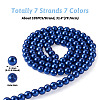 Kissitty 7 Strands 7 Colors Baking Painted Pearlized Glass Pearl Round Bead Strands HY-KS0001-01-16