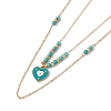 Enamel Charms Double Layer Necklace with Synthetic Turquoise Beaded NJEW-P269-20A-G-2
