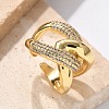 Brass Micro Pave Cubic Zirconia Cuff Finger Rings RJEW-C120-26G-1