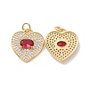 Heart Brass Micro Pave Cubic Zirconia Pendants KK-G435-01G-02-1