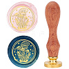 Brass Wax Seal Stamp with Rosewood Handle AJEW-WH0412-0009-1