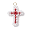 Beaded Cross Charms PALLOY-GD00002-2